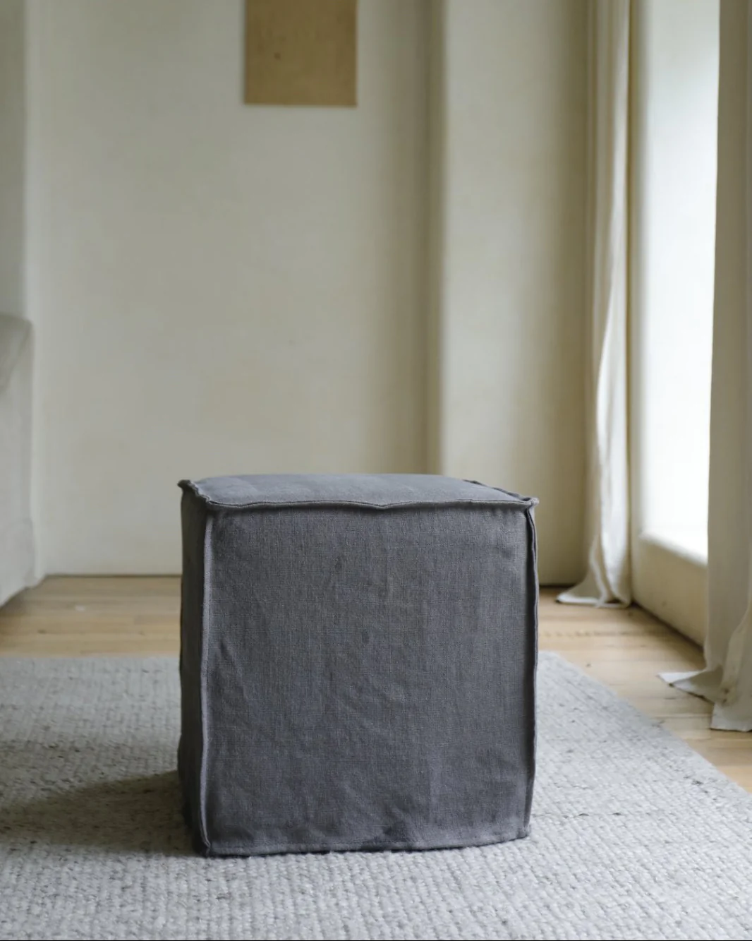Cube Linen Ottoman - Image 5