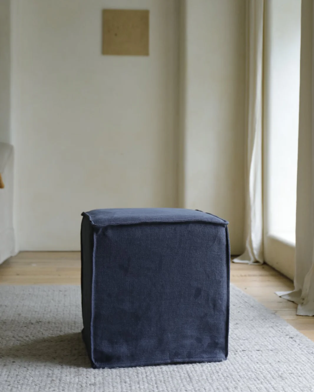 Cube Linen Ottoman - Image 6