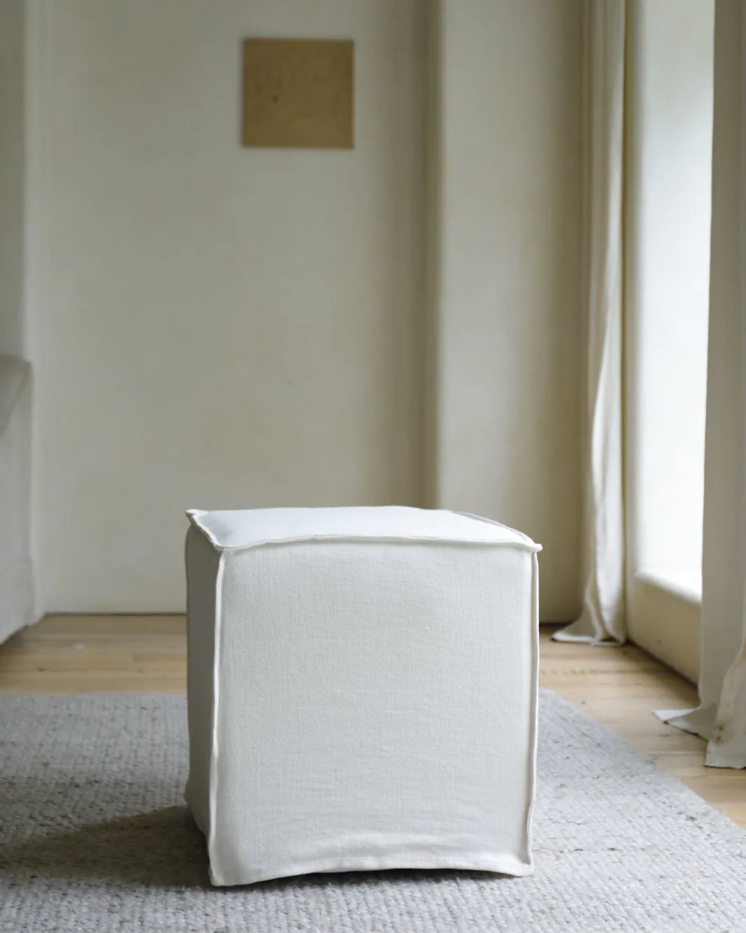 Cube Linen Ottoman - Image 7