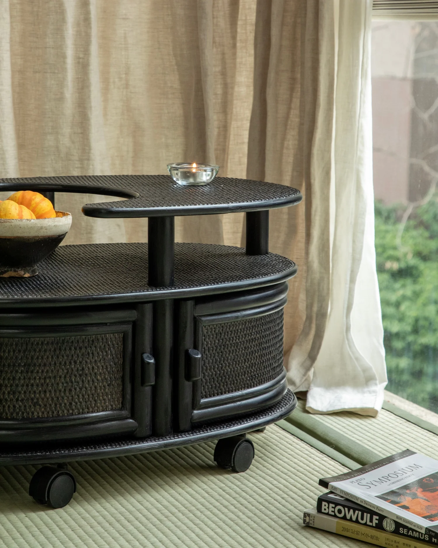 Noa Rattan Wheeled Table - Image 11