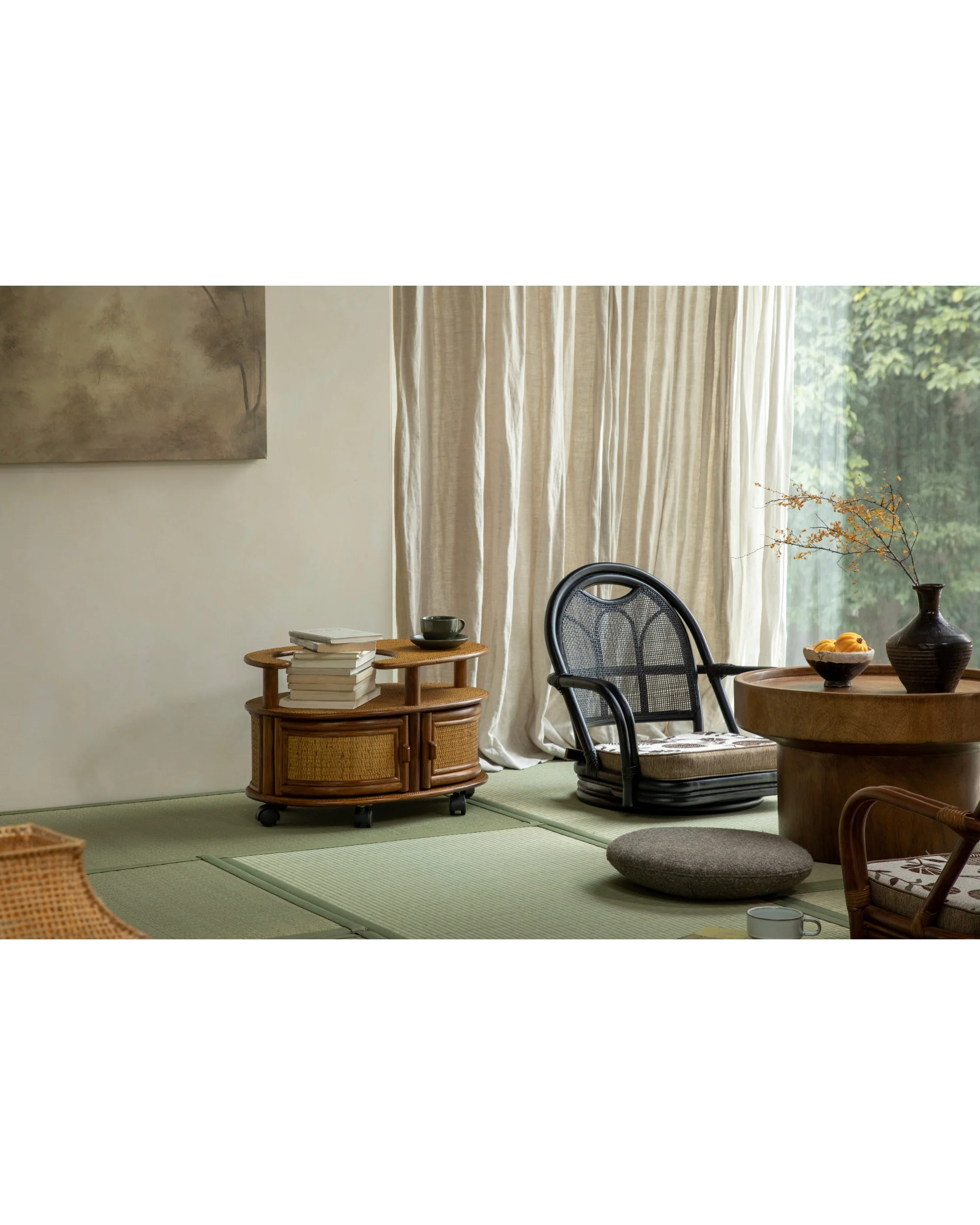 Noa Rattan Wheeled Table - Image 12