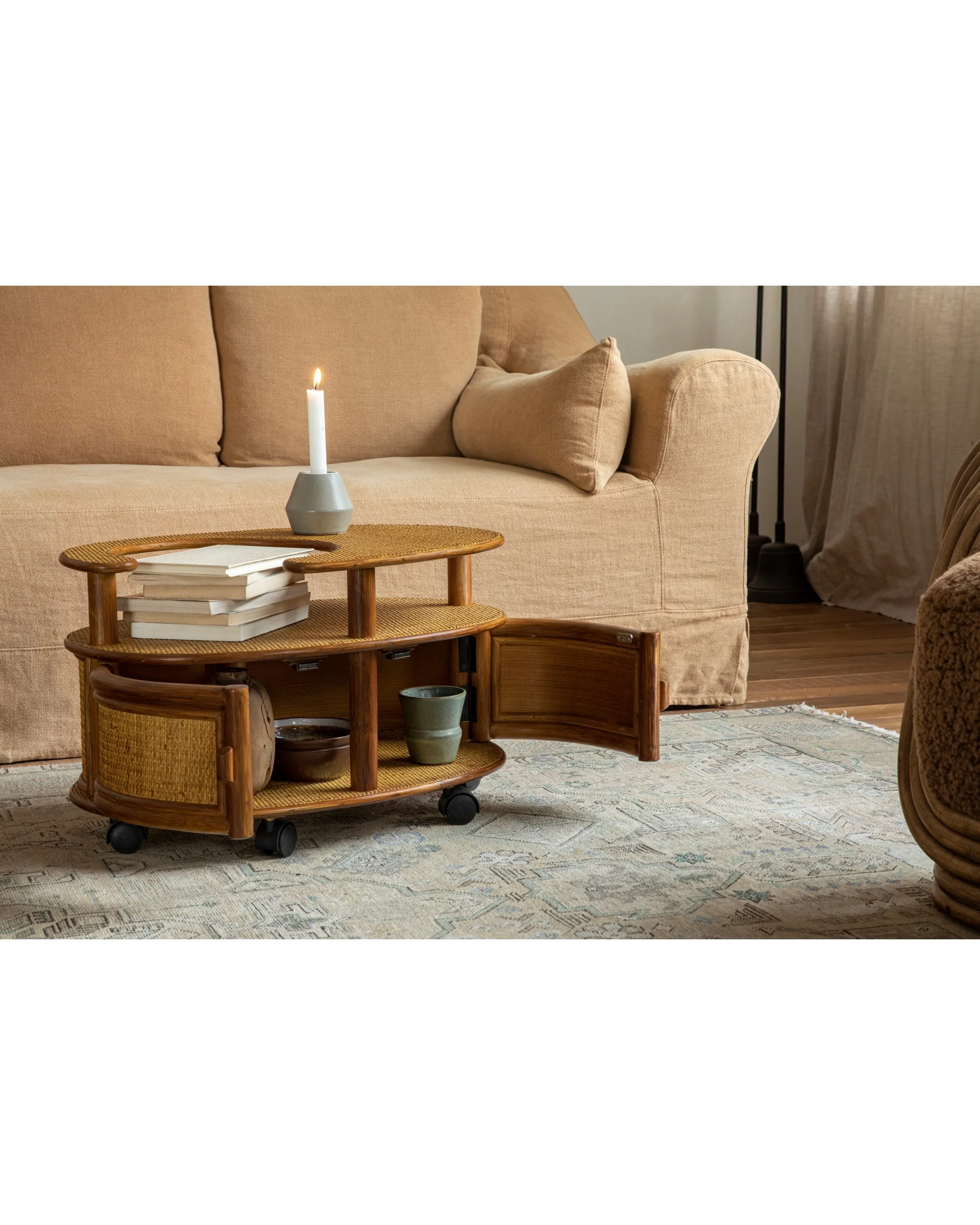Noa Rattan Wheeled Table - Image 13