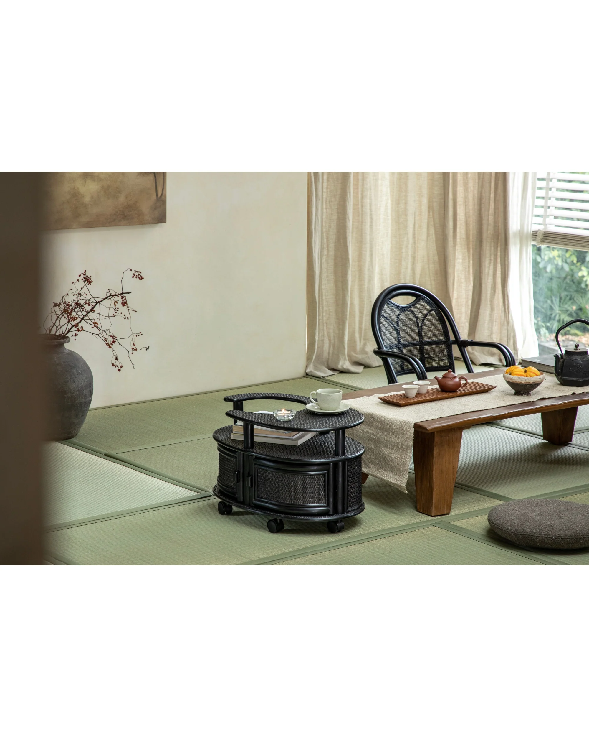 Noa Rattan Wheeled Table - Image 14