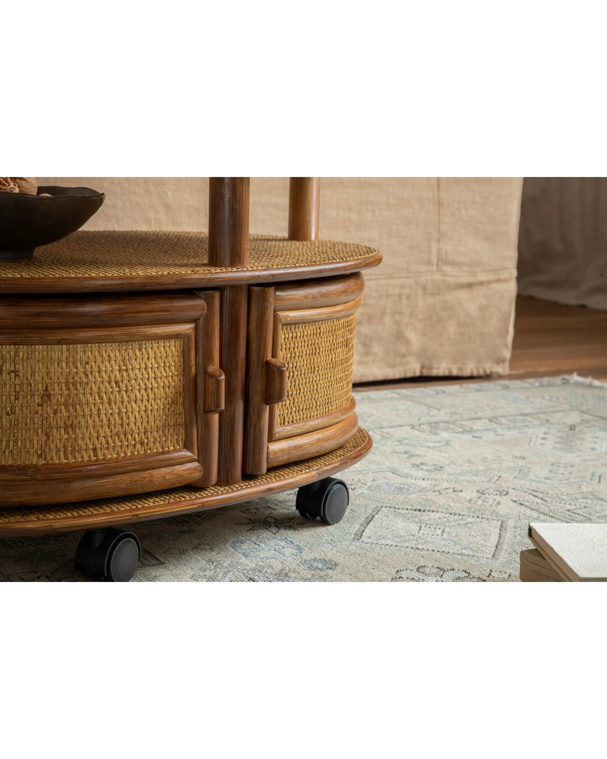 Noa Rattan Wheeled Table - Image 15