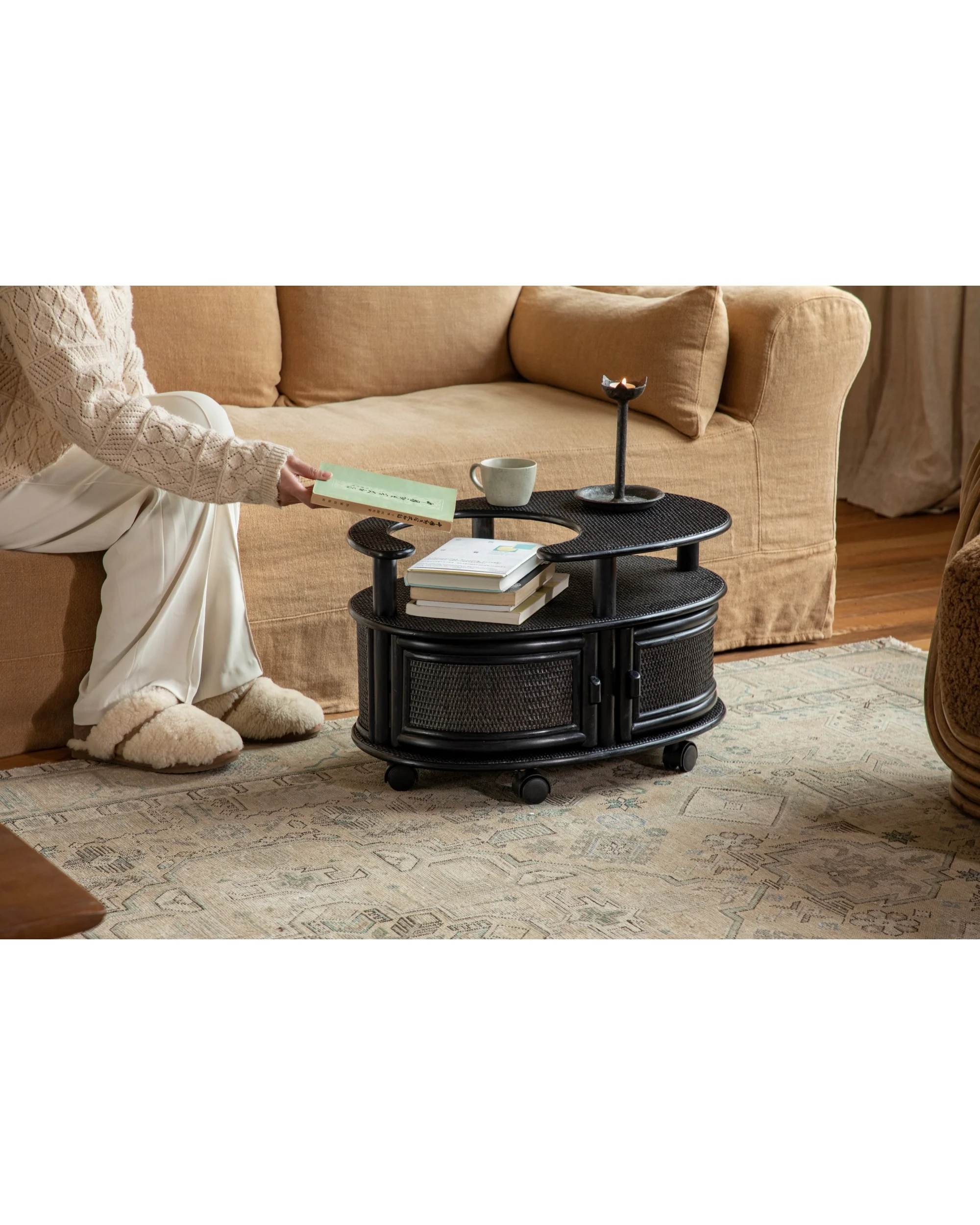 Noa Rattan Wheeled Table - Image 17