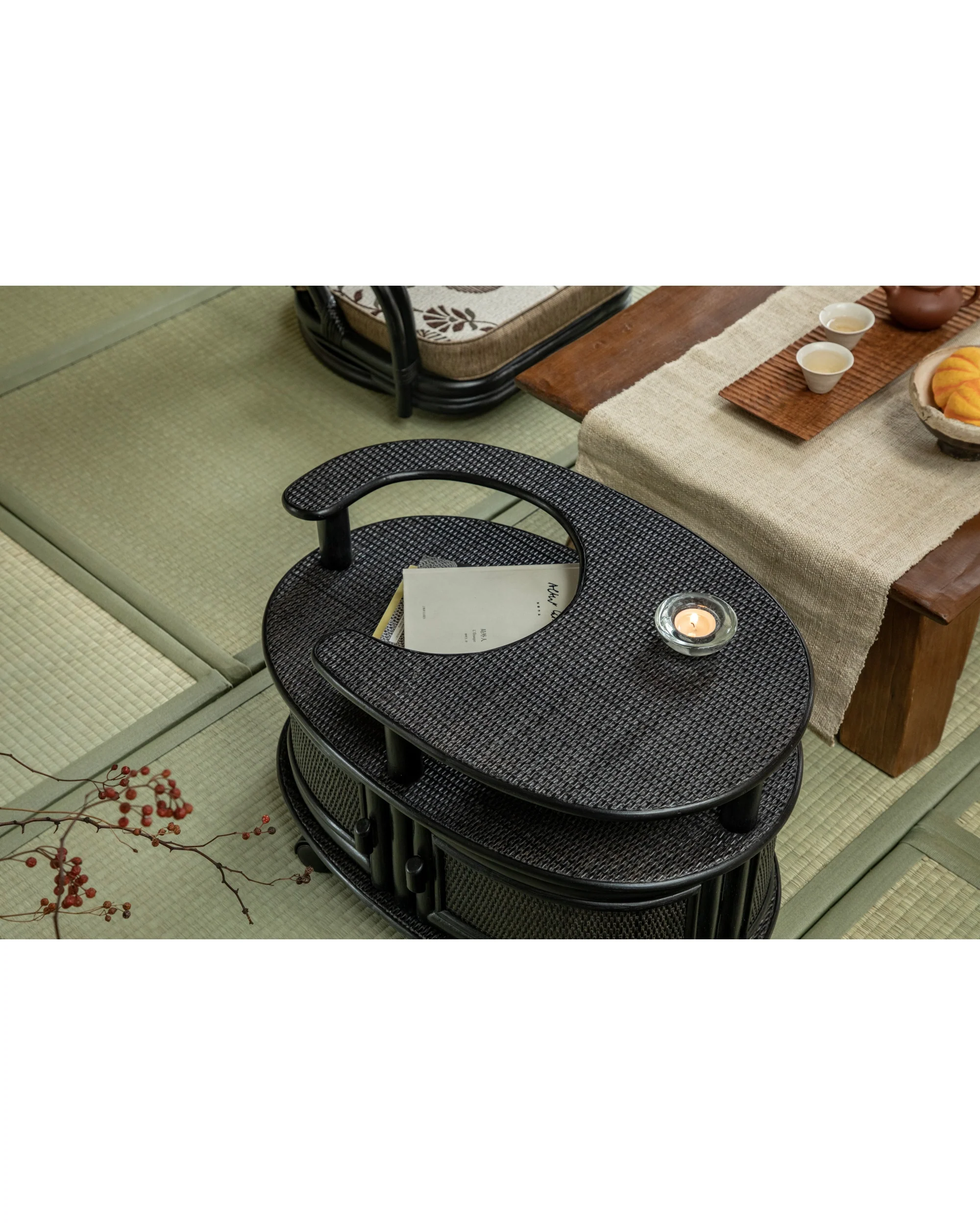 Noa Rattan Wheeled Table - Image 21