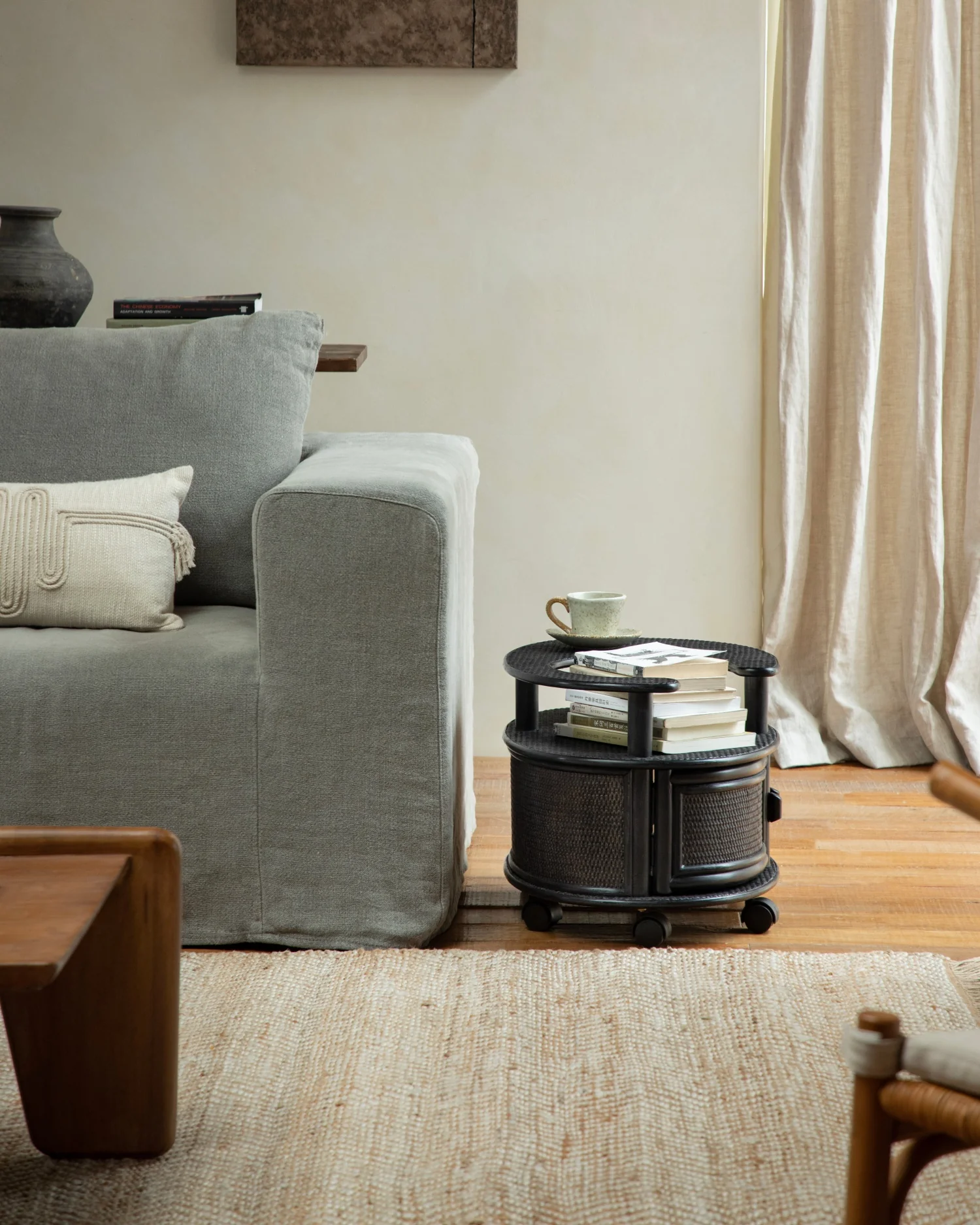 Noa Rattan Wheeled Table - Image 5