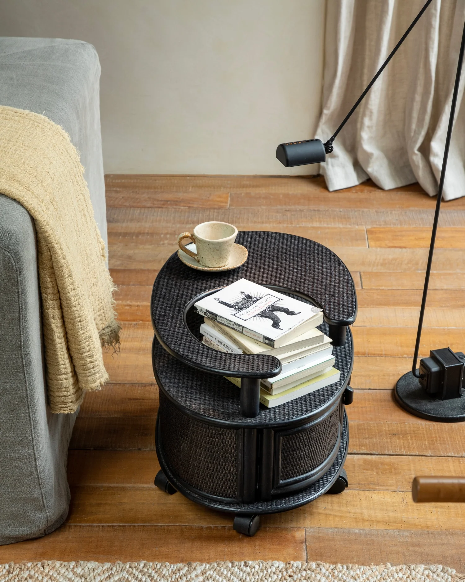 Noa Rattan Wheeled Table - Image 6