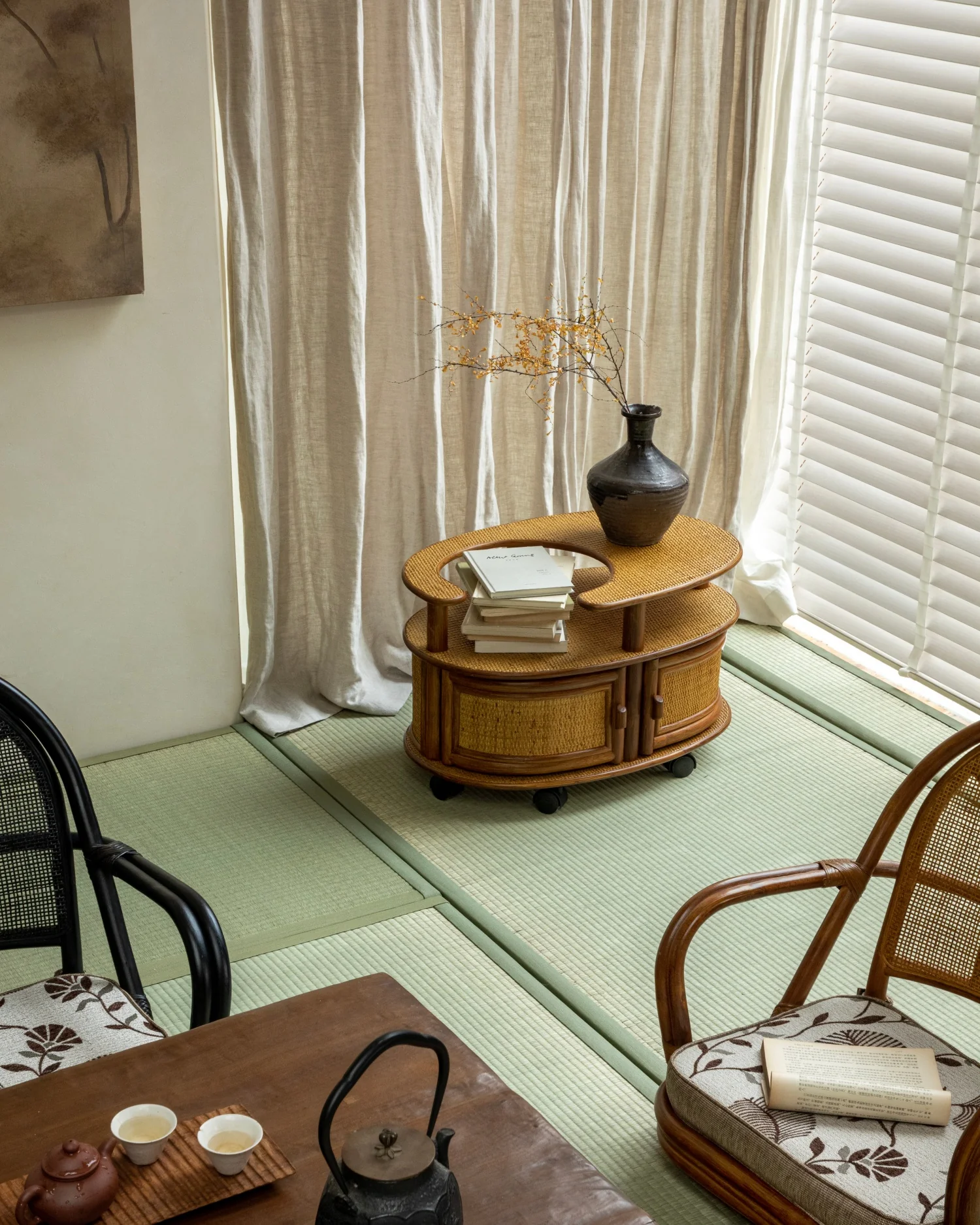 Noa Rattan Wheeled Table - Image 7