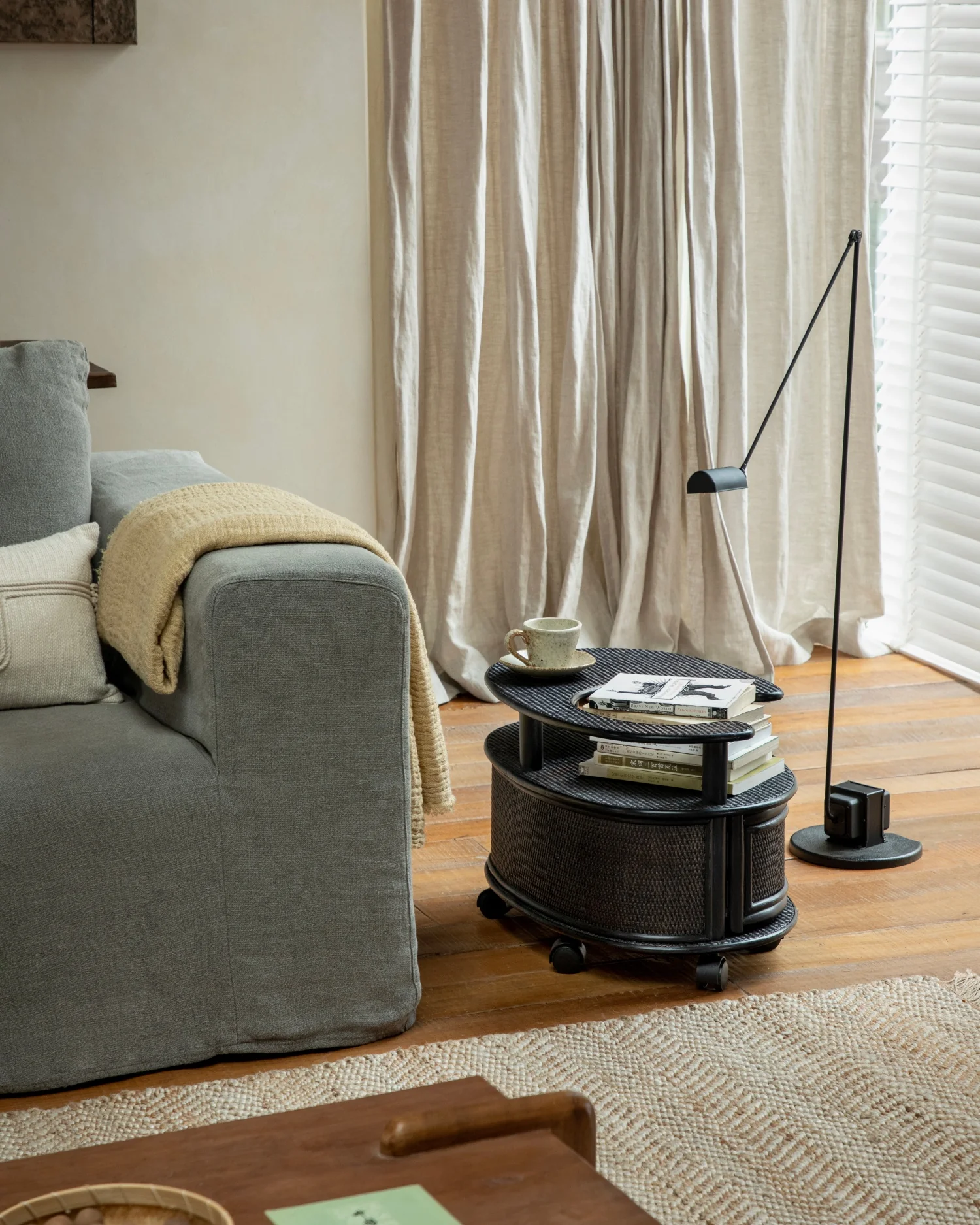 Noa Rattan Wheeled Table - Image 8