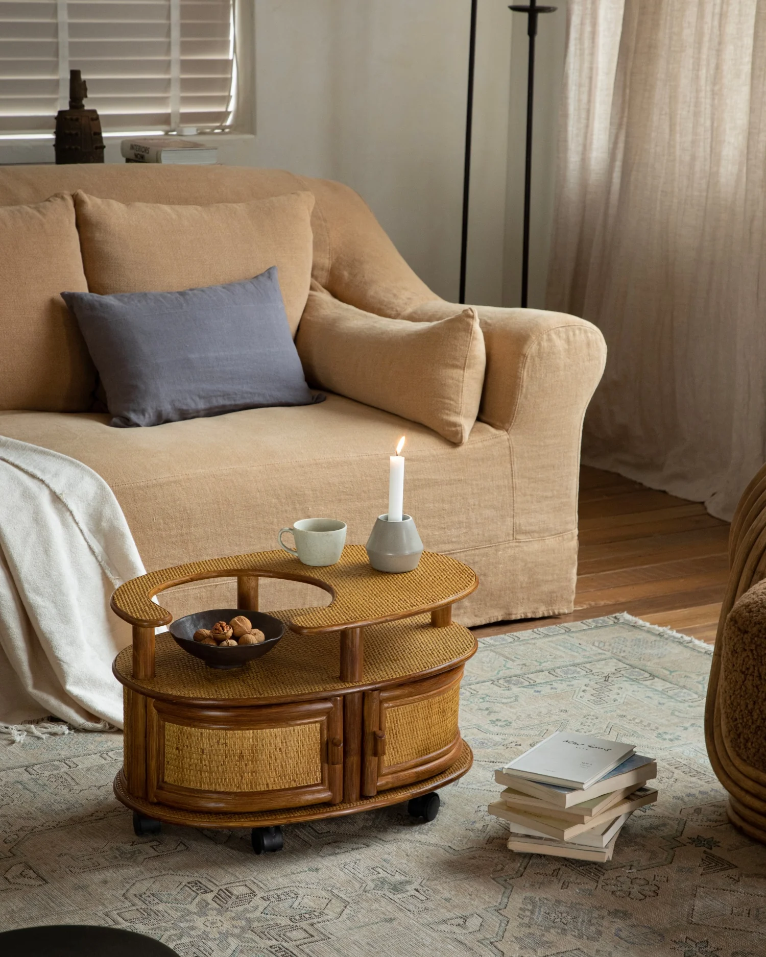 Noa Rattan Wheeled Table - Image 9