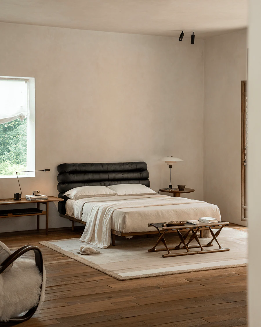 Seren Teak Leather Bed - Image 10