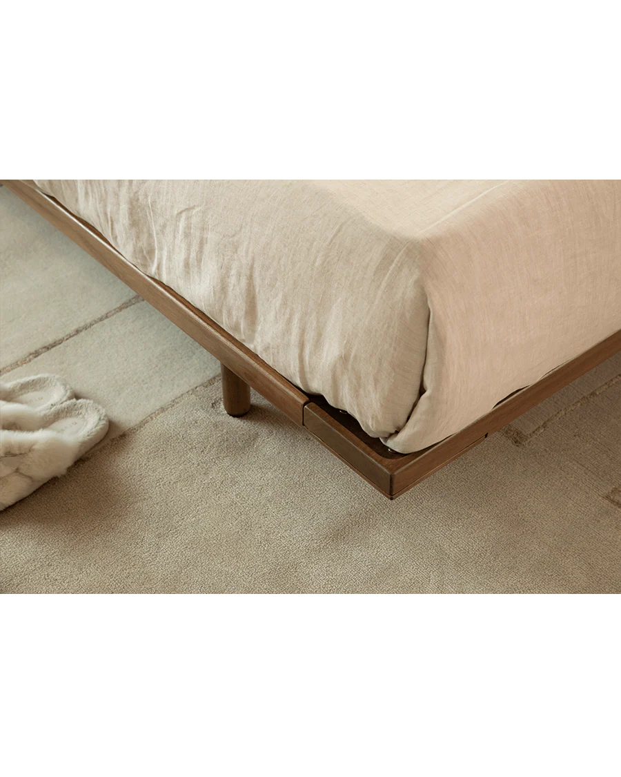 Seren Teak Leather Bed - Image 6