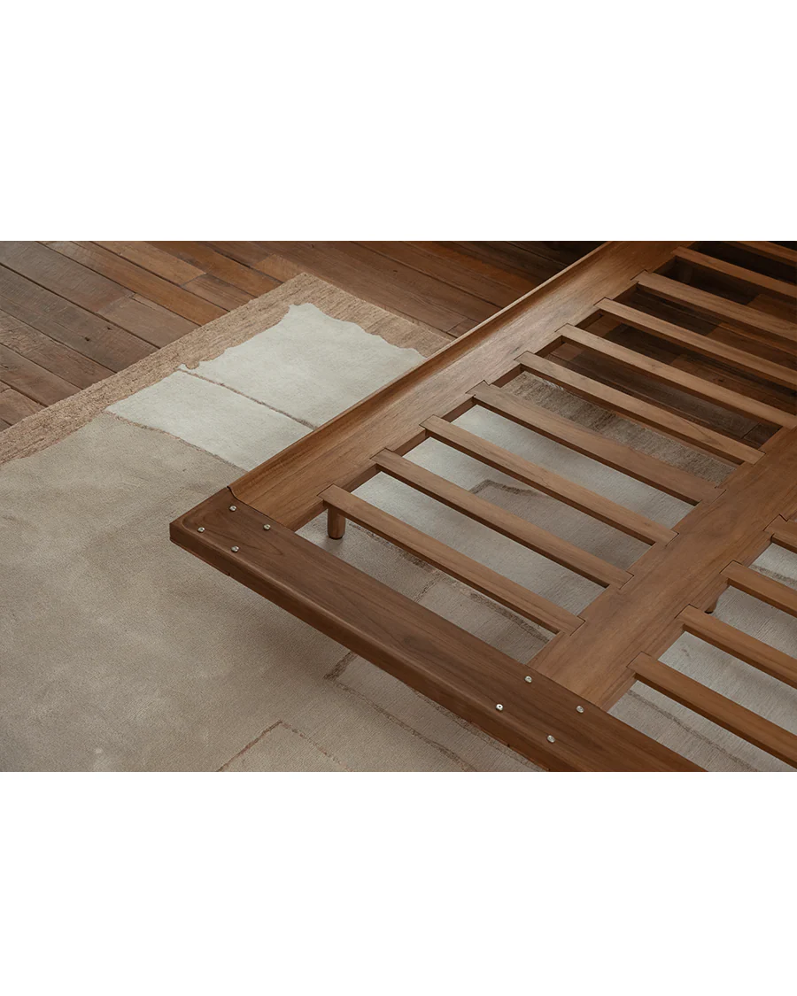 Seren Teak Leather Bed - Image 7