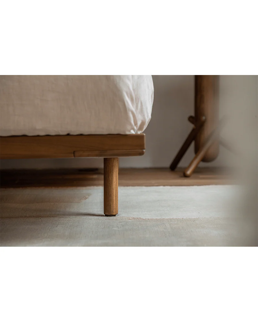 Seren Teak Leather Bed - Image 9