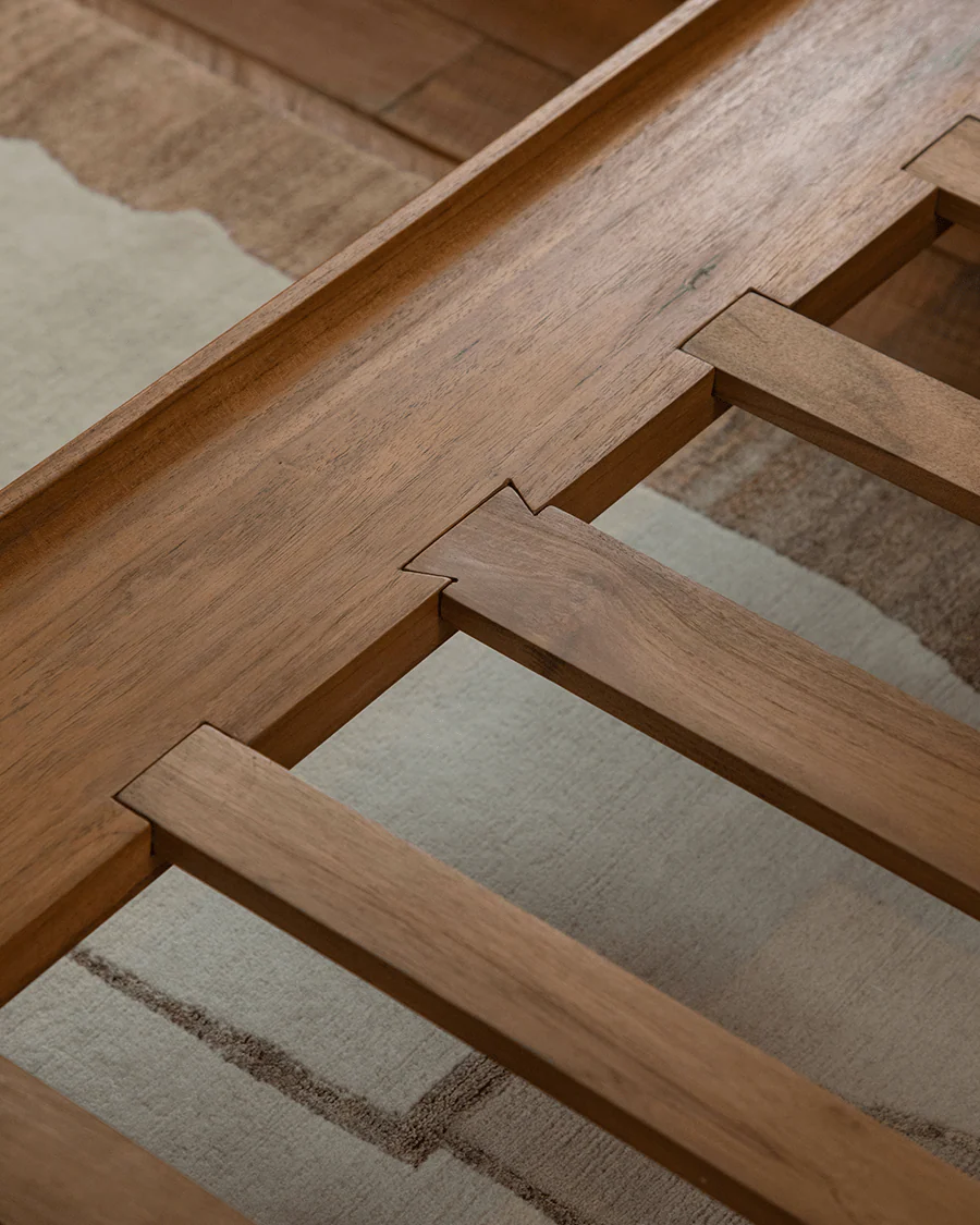 Seren Teak Linen Bed - Image 7